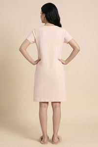 Zivame Farm Lore Knit Cotton Knee Length Nightdress - Silver Peony — thumbnail 3